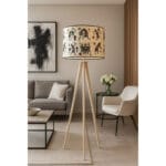 Lampadaire Trépied Scandinave de haute gamme en wax pied bois noble peint à la main de style vintage de la Collection Grand Classique N° 48 – Image 2