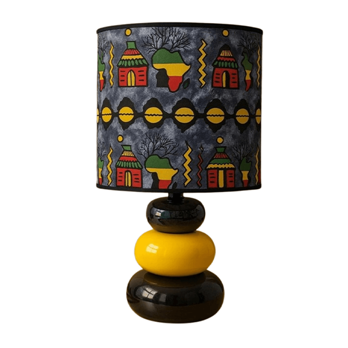 OCS6 Lampe à poser abat-jour de haute gamme en wax pied galets en céramique de la Collection Zen N°44 – Image 1