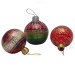 Décorations festives boule de Noël décoration noël en Verre soufflé fait main décorée main GM – Image 2