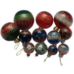Décorations festives boule de Noël décoration noël en Verre soufflé fait main décorée main MM – Image 3