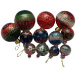 Décorations festives boule de Noël décoration noël en Verre soufflé fait main décorée main MM – Image 3