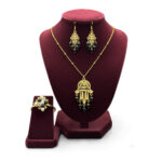 Coffret de Parure design vintage khamsa motifs Amber en cuivre trempé dans de l’or Une  pièce unique artisanal