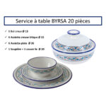Service a table 20 pièces Byrsa en fine céramique fait main AMC 4120