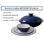 Service a table 20 pièces Bicolor en Bleu et Blanc en céramique fait main AMC 4121