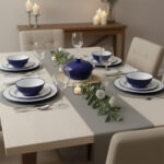 Service a table 20 pièces Bicolor en Bleu et Blanc en céramique fait main AMC 4121 – Image 2