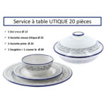 Service a table 20 pièces Utique en fine céramique fait main AMC 4122