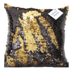 Coussin à paillettes réversible haut de gamme carrée noir et doré de qualité supérieure de style vintage