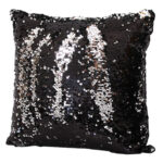 Coussin à paillettes réversible haut de gamme carrée noir et argent de qualité supérieure de style vintage