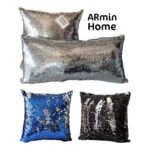 Coussin à paillettes réversible haut de gamme carrée noir et argent de qualité supérieure de style vintage – Image 3