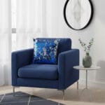 Coussin à paillettes réversible haut de gamme carrée bleu foncé  et argent de qualité supérieure de style vintage – Image 4