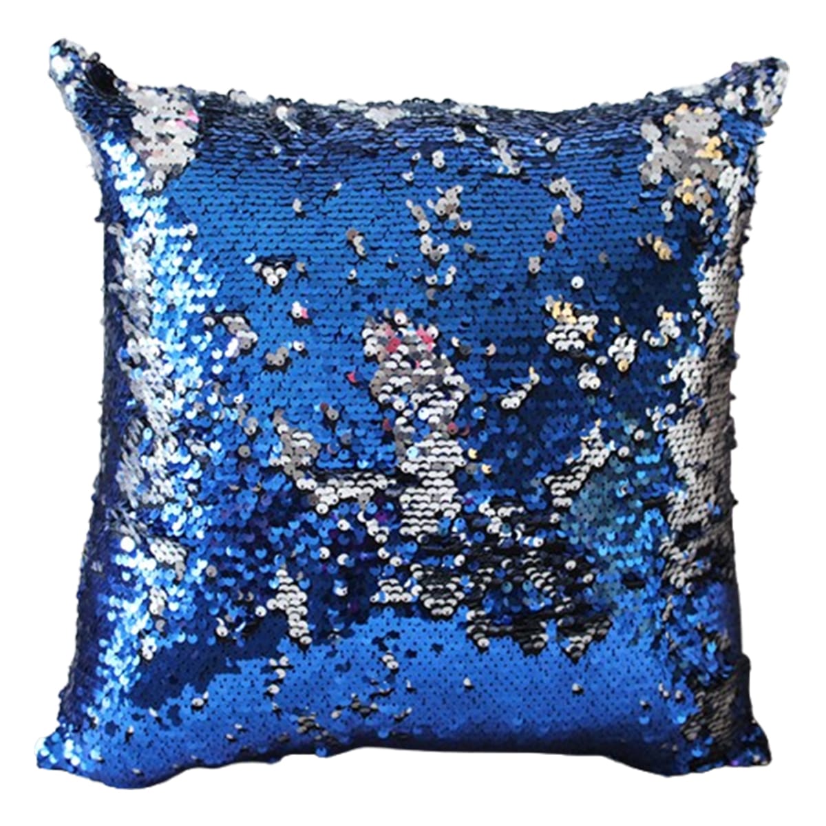 ARH 7212 Coussin à paillettes réversible haut de gamme carrée bleu foncé et argent de qualité supérieure de style vintage – Image 1