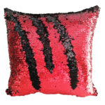 Coussin à paillettes réversible haut de gamme carrée noir et rouge de qualité supérieure de style vintage