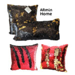 Coussin à paillettes réversible haut de gamme carrée noir et rouge de qualité supérieure de style vintage – Image 3