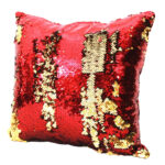 Coussin à paillettes réversible haut de gamme carrée rouge et doré de qualité supérieure de style vintage