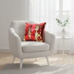 Coussin à paillettes réversible haut de gamme carrée rouge et doré de qualité supérieure de style vintage – Image 2