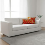 Duo Coussin à paillettes réversible haut de gamme carrée et rectangulaire en rouge et doré de qualité supérieure de style vintage – Image 2