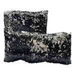 Duo Coussin à paillettes réversible haut de gamme carrée et rectangulaire en noir et argent de qualité supérieure de style vintage