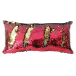 Coussin à paillettes réversible haut de gamme rectangulaire en rouge bordeau et doré de qualité supérieure de style vintage