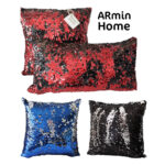 Duo Coussin à paillettes réversible haut de gamme carrée et rectangulaire en rouge et noir de qualité supérieure de style vintage – Image 3