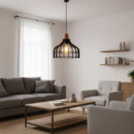 Suspension design Armin Home noir en bois Suspension ajourée en lamelles de bois et fibres de style vintage fabrication artisanale T5 – Image 2