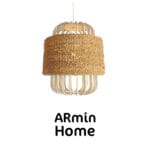 Suspension Cordy beige Lampes design Armin Home en bois Suspension ajourée en lamelles de bois et fibre naturelle de style vintage fabrication artisanale T7
