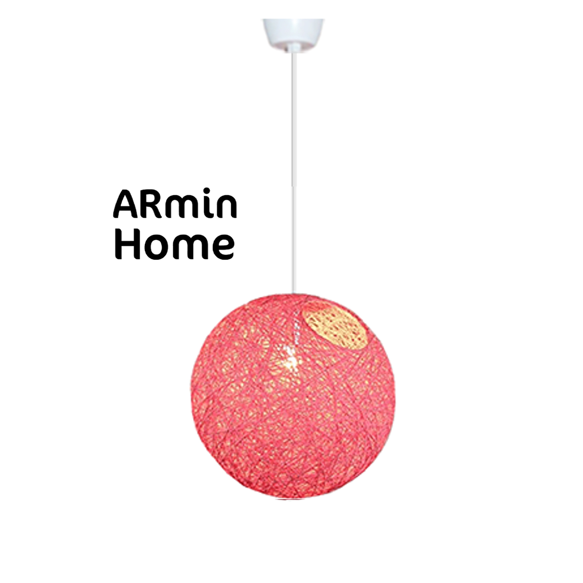 ARH 8211 Suspension globes rose fuchsia en rotin design Armin Home tressé à la main en fil de rotin de style vintage fabrication artisanale T1 – Image 1