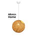 Suspension globes doré en rotin design Armin Home tressé à la main en fil de rotin de style vintage fabrication artisanale T1