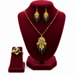 Coffret de Parure design vintage khamsa motifs Amber en cuivre trempé dans de l’or Une  pièce unique artisanal