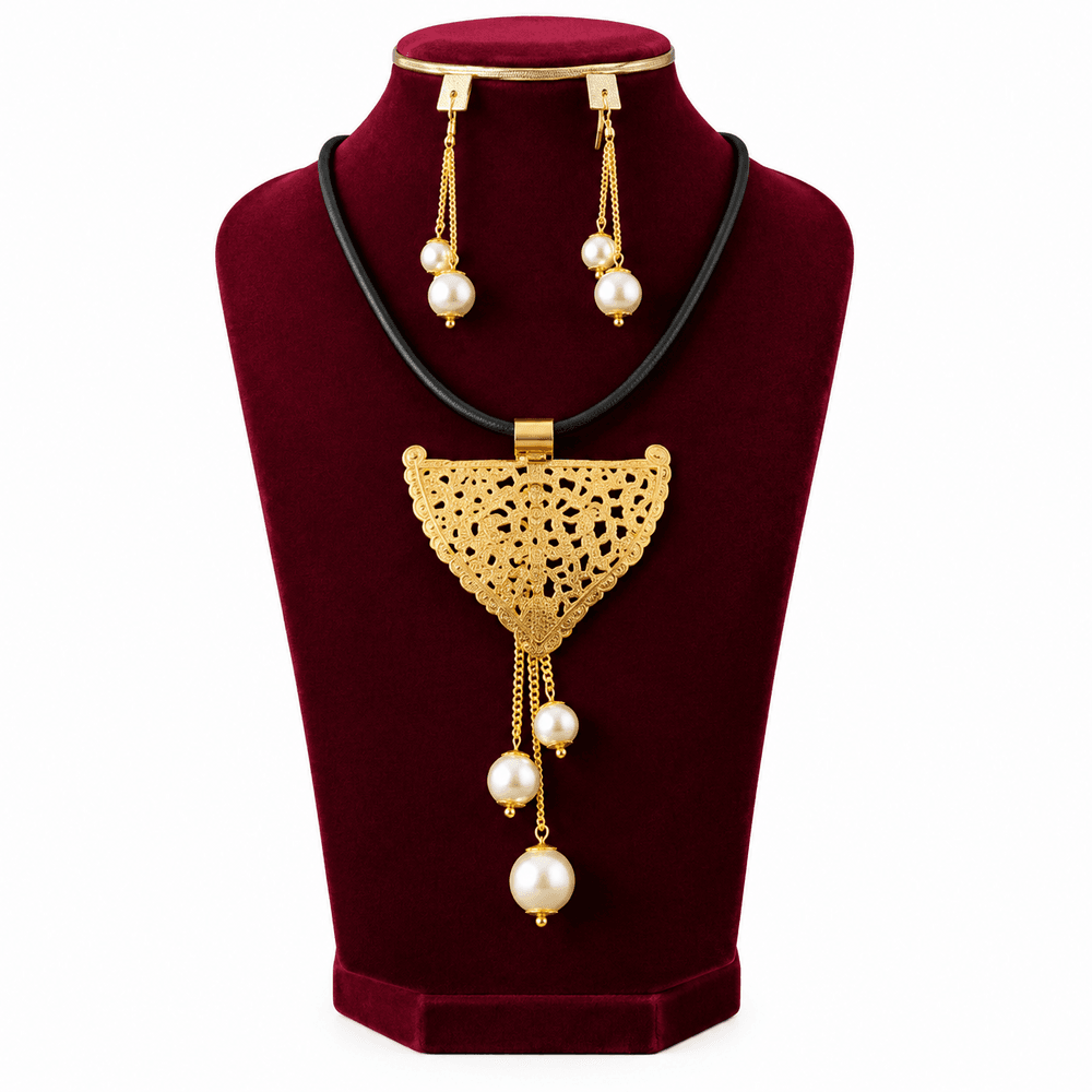 Coffret de Parure en cui (7) Parures en perles et cuivre trempé dans de l’or AJB 8977 – Image 1