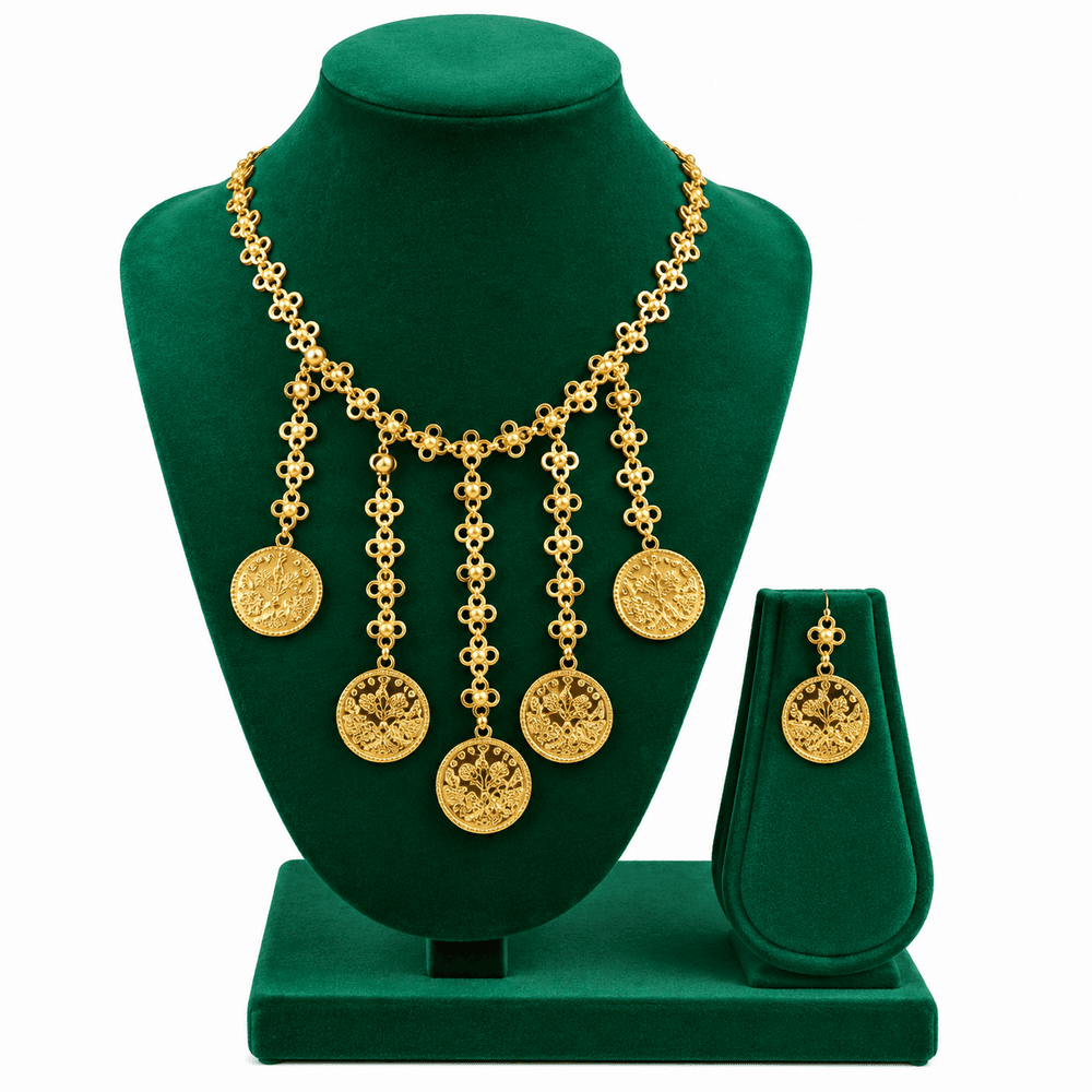 Coffret de Parure en cui Coffret de Parure mahboub en cuivre trempé dans de l’or AJB 8910 – Image 1