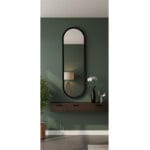 Miroir ovale haut de gamme en bois massif peint noir ARH 2850 – Image 3