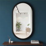 Miroir ovale haut de gamme en bois massif peint noir ARH 2854 – Image 2