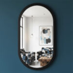 Miroir ovale haut de gamme en bois massif peint noir