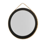 Miroir rond haut de gamme en bois massif peint noir ARH 2851