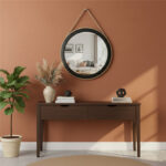 Miroir rond haut de gamme en bois massif peint noir ARH 2851 – Image 2