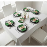 Ensemble de 6 Serviette de Table haut de gamme en Vert confectionnée en 100% lin قمرايا raffinées fait à la main M61 – Image 2