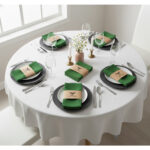 Ensemble de 6 Serviette de Table haut de gamme en Vert confectionnée en 100% lin قمرايا raffinées fait à la main M61 – Image 3