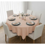 Ensemble de 6 Serviette de Table haut de gamme en Pêche confectionnée en 100% lin قمرايا raffinées fait à la main M73 – Image 3
