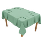 Ensemble 1 Nappe et 6 Serviette de Table haut de gamme en Vert d’eau confectionnée en 100% lin قمرايا raffinées fait à la main M18 – Image 3