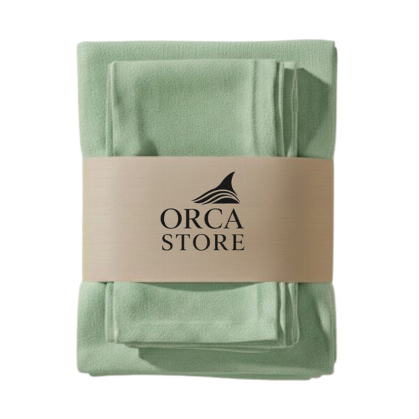 Ensemble 1 Nappe et 6 Serviette de Table haut de gamme en Vert pistache confectionnée en 100% lin قمرايا raffinées fait à la main M23
