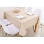 Nappe rectangulaire créme haut de gamme confectionnée en 100% lin قمرايا raffinées fait à la main – Image 3