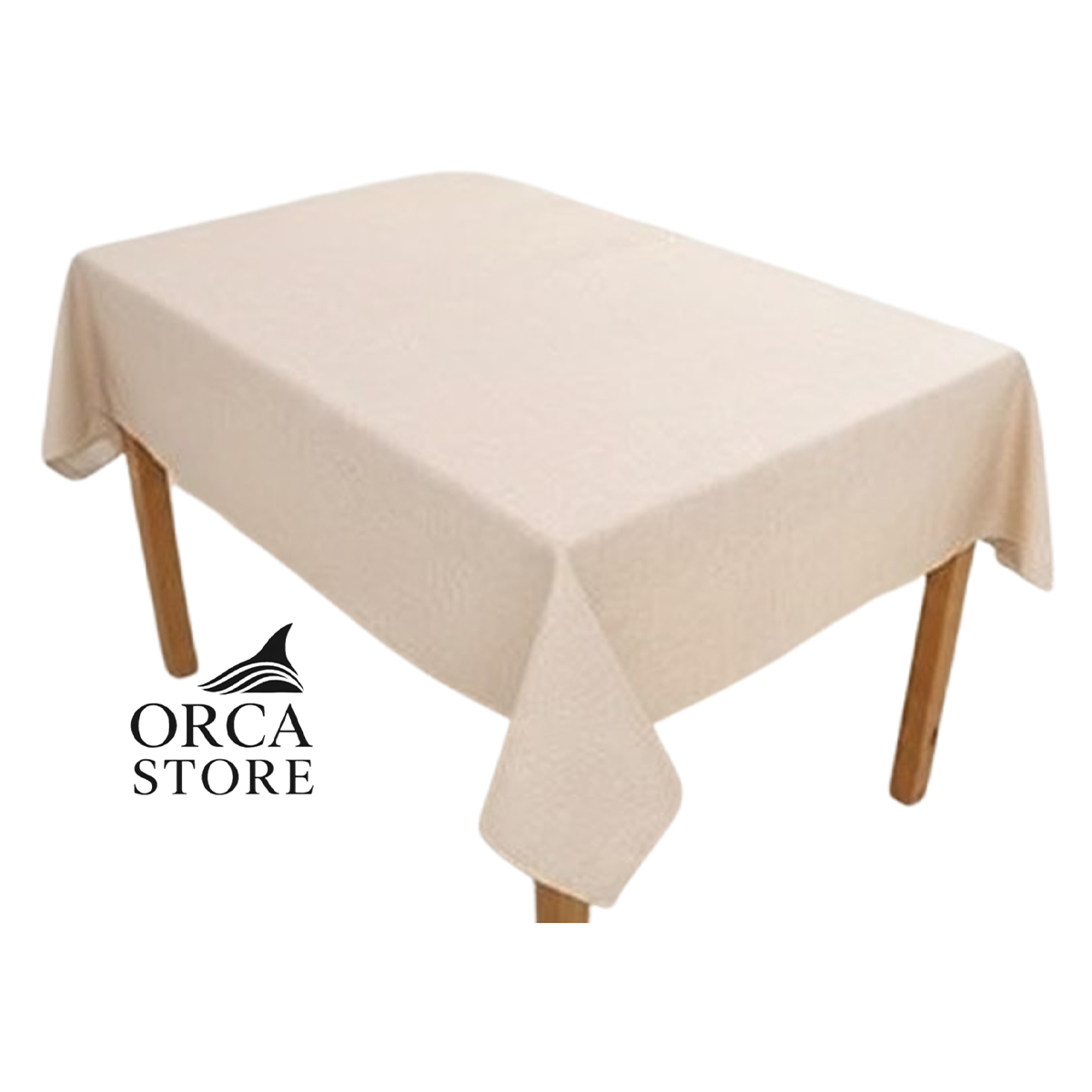 ORA 4013 Nappe rectangulaire créme haut de gamme confectionnée en 100% lin قمرايا raffinées fait à la main – Image 1