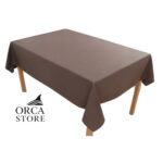 Nappe rectangulaire marron haut de gamme confectionnée en 100% lin قمرايا raffinées fait à la main