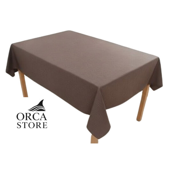 Nappe rectangulaire marron haut de gamme confectionnée en 100% lin قمرايا raffinées fait à la main
