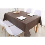 Nappe rectangulaire marron haut de gamme confectionnée en 100% lin قمرايا raffinées fait à la main – Image 4