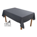 Nappe rectangulaire gris anthracite haut de gamme confectionnée en 100% lin قمرايا raffinées fait à la main