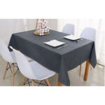 Nappe rectangulaire gris anthracite haut de gamme confectionnée en 100% lin قمرايا raffinées fait à la main – Image 2