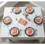 Ensemble de 6 Serviette de Table haut de gamme en Corail confectionnée en 100% lin قمرايا raffinées fait à la main M65 – Image 3