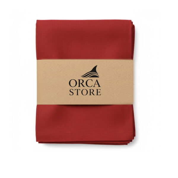 Ensemble de 6 Serviette de Table haut de gamme en Rouge confectionnée en 100% lin قمرايا raffinées fait à la main M66