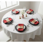 Ensemble de 6 Serviette de Table haut de gamme en Rouge confectionnée en 100% lin قمرايا raffinées fait à la main M66 – Image 2